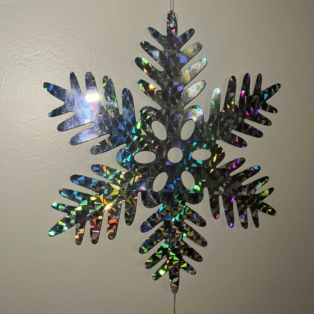 New (5) Packages Of Large Holographic Snowflake Garland 55